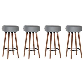 Kit 4 Banquetas Alta Pés Palito Roma Cinza 70cm