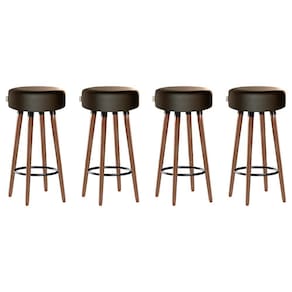 Kit 4 Banquetas Alta Pés Palito Roma Marrom Escuro 70cm