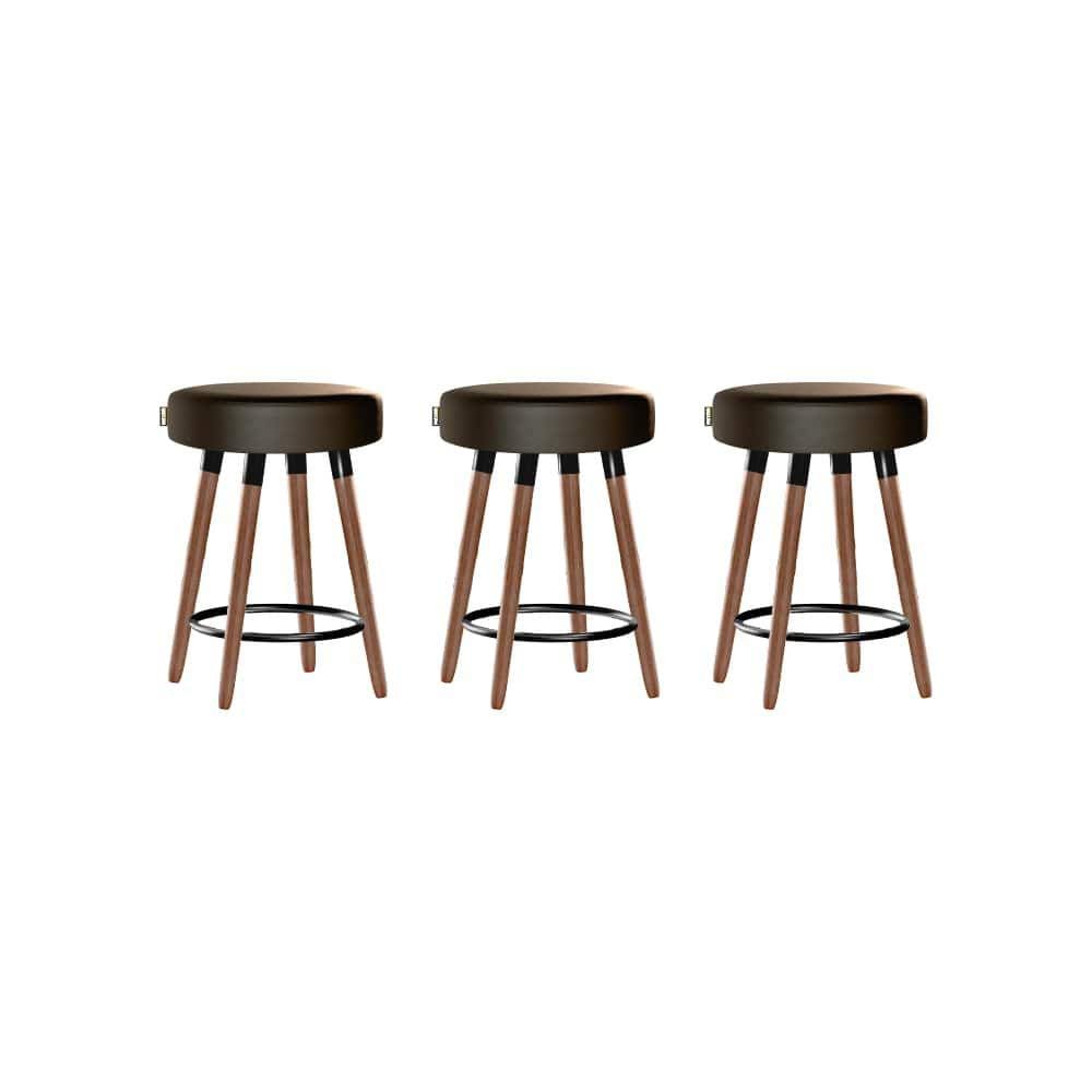 Kit 3 Bancos Moderno Pé Palito Roma Slim Marrom Escuro 50cm