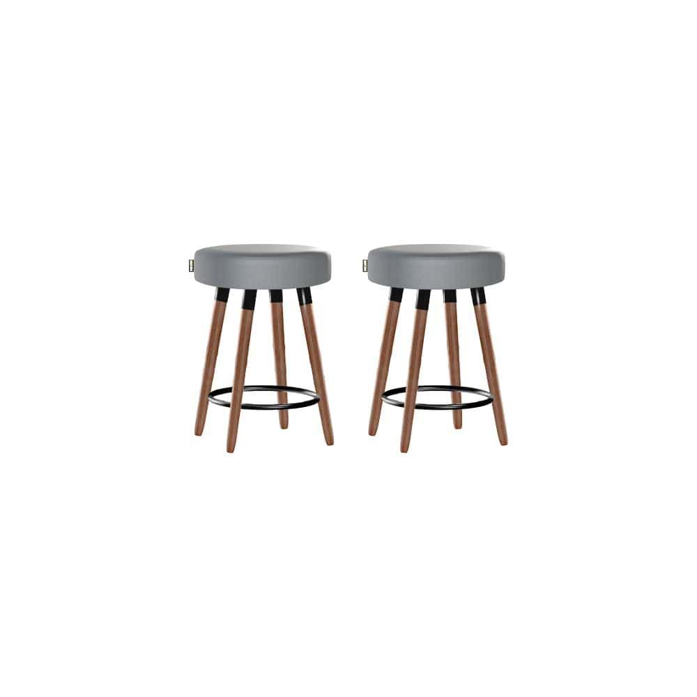 Kit 2 Bancos Moderno Pé Palito Roma Slim Cinza 50cm