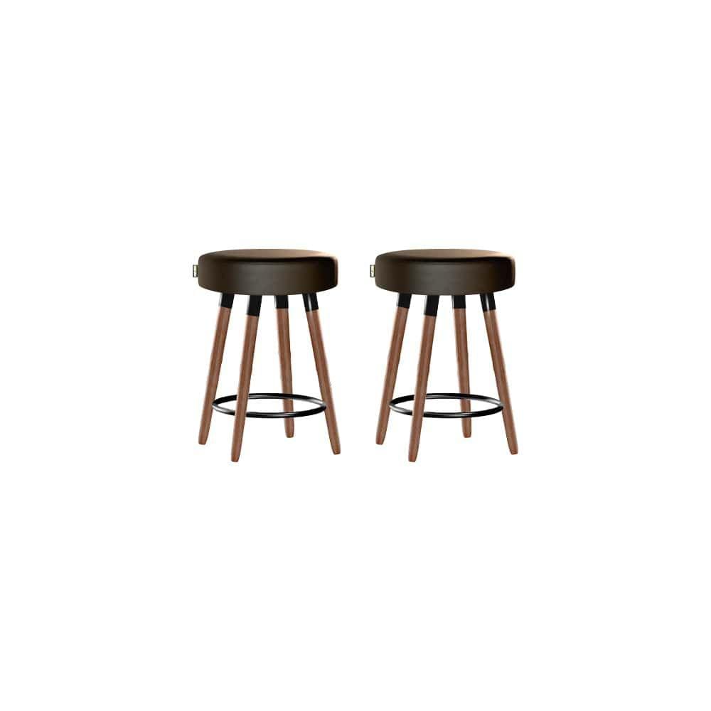 Kit 2 Bancos Moderno Pé Palito Roma Slim Marrom Escuro 50cm