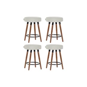 Kit 4 Bancos Moderno Pé Palito Roma Slim Bege Claro 50cm