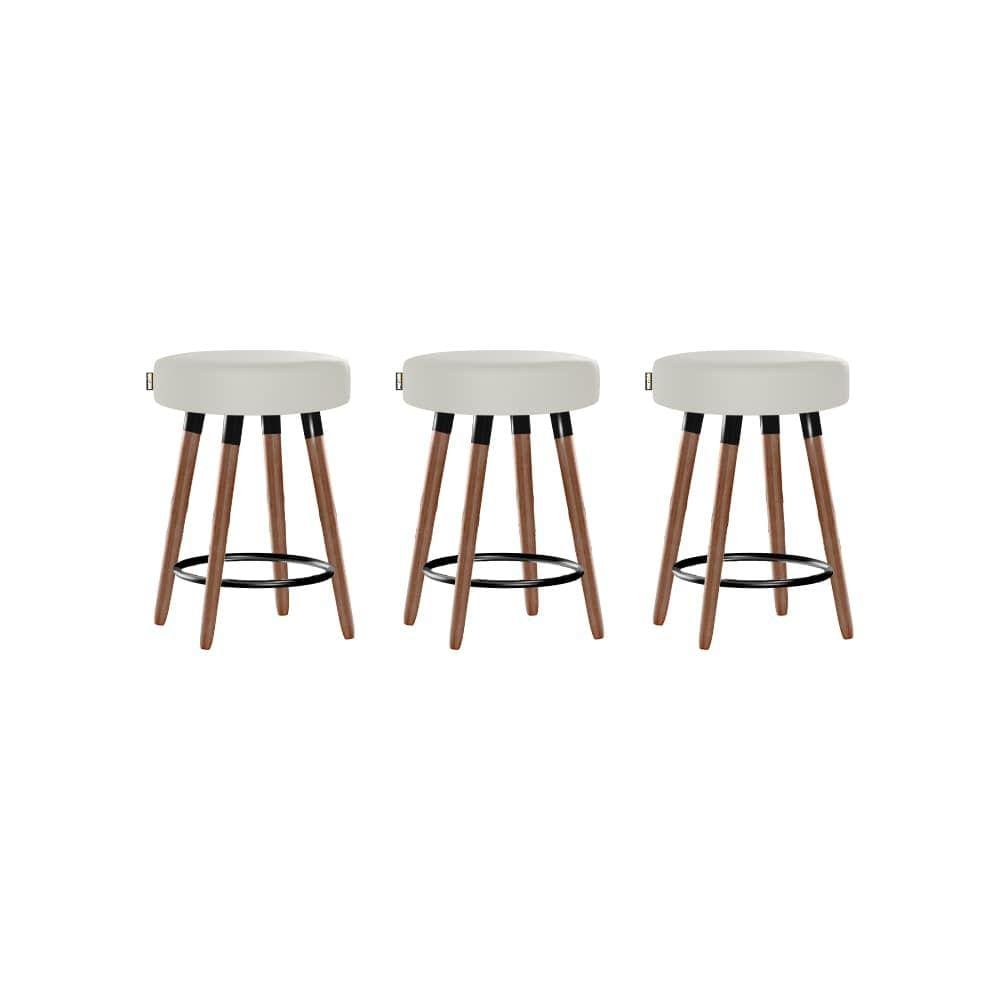Kit 3 Bancos Moderno Pé Palito Roma Slim Bege Claro 50cm