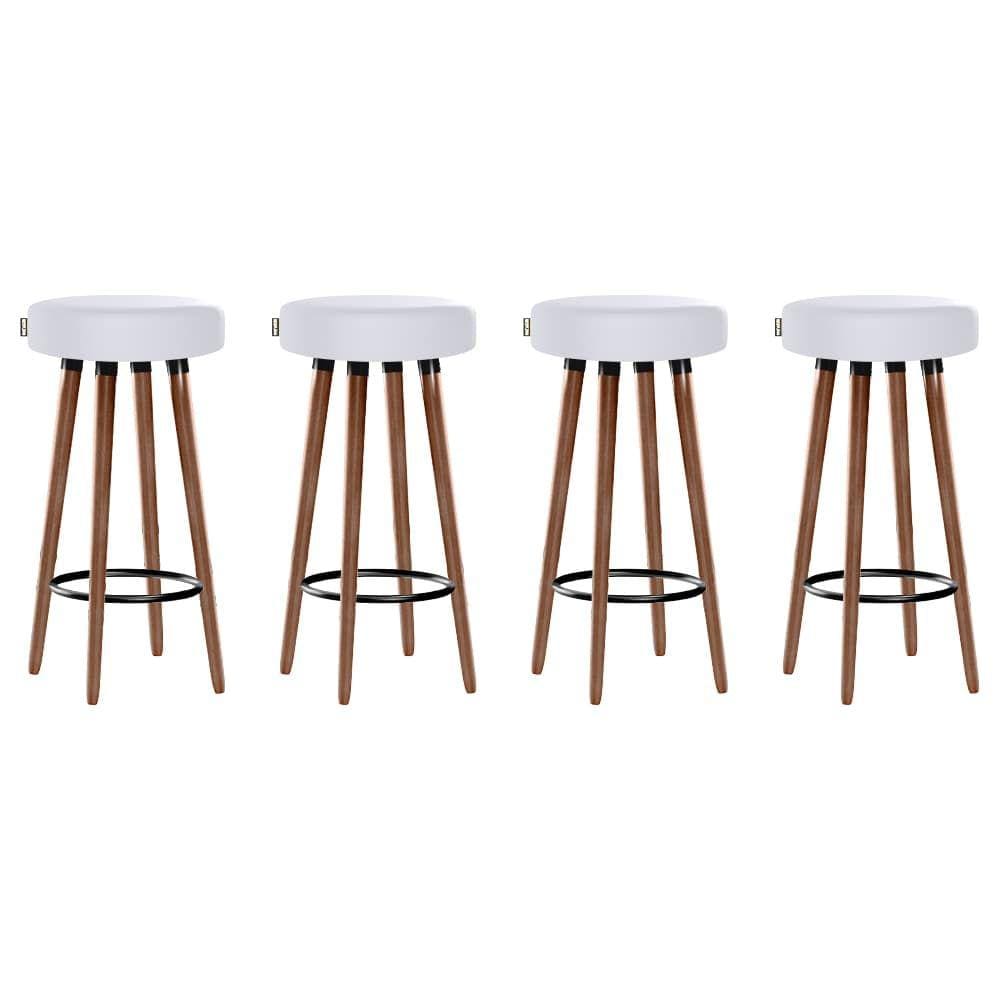Kit 4 Banquetas Moderna Alta Roma Slim Branco 70cm
