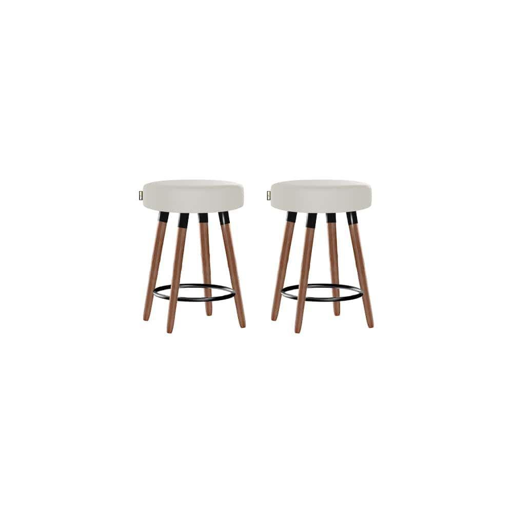 Kit 2 Bancos Moderno Pé Palito Roma Slim Bege Claro 50cm