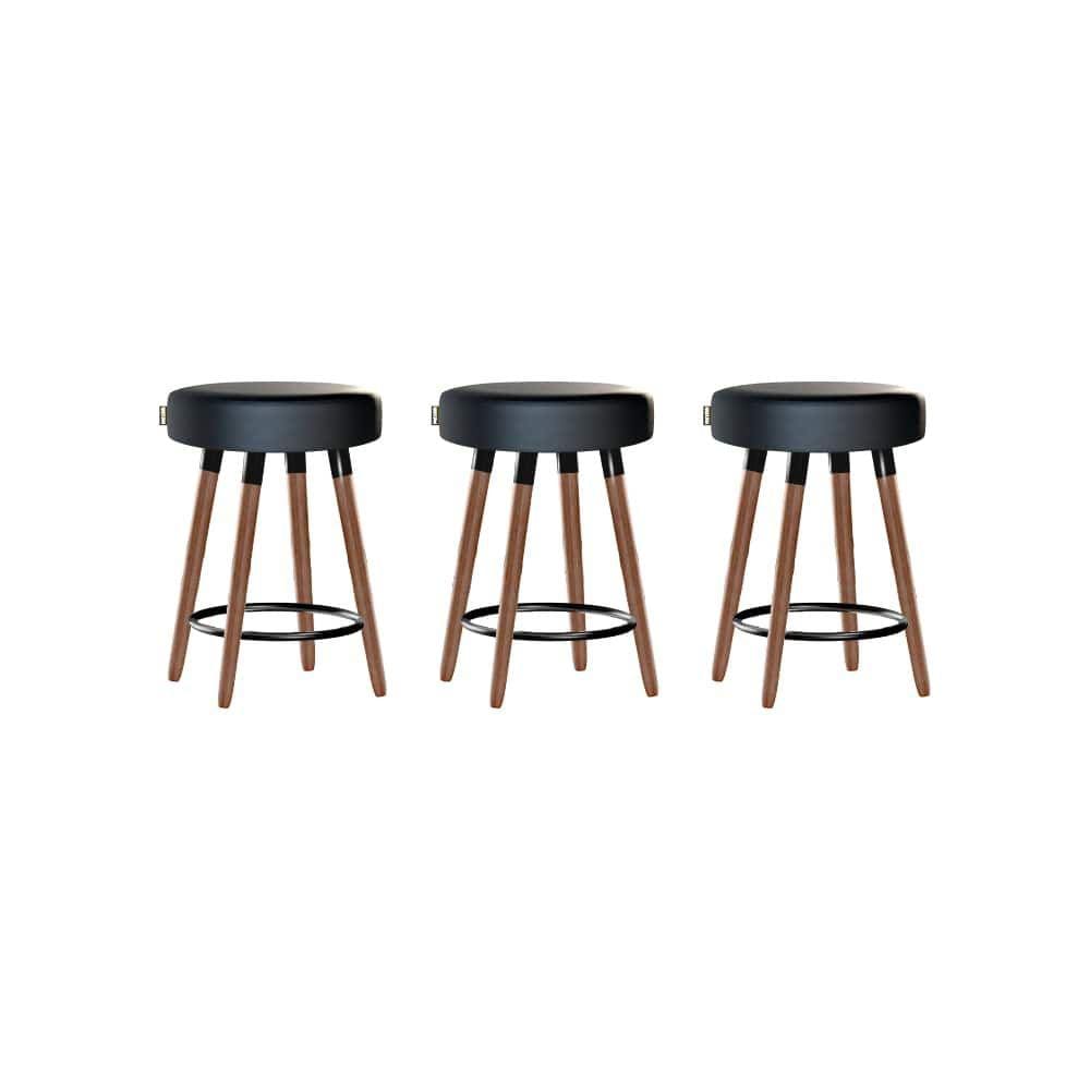 Kit 3 Bancos Moderno Pé Palito Roma Slim Preto 50cm