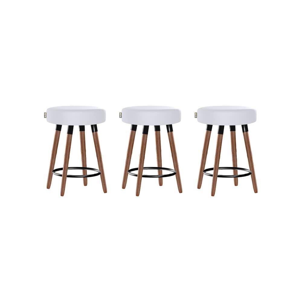 Kit 3 Bancos Moderno Pé Palito Roma Slim Branco 50cm