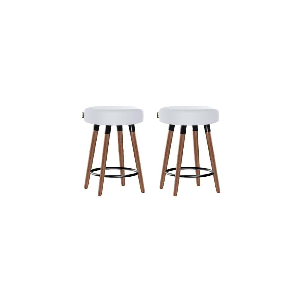 Kit 2 Bancos Moderno Pé Palito Roma Slim Branco 50cm