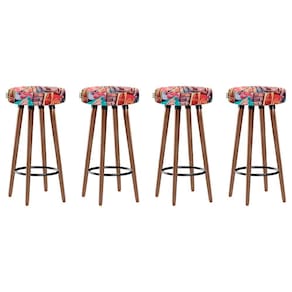 Kit 4 Banquetas Moderna Alta Roma Slim Coca Cola 70cm