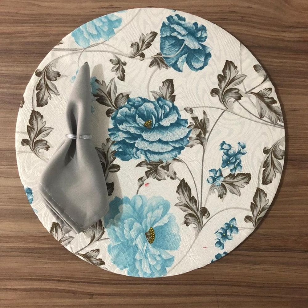 Jogo De Sousplat De Tecido 2 Lugares Completos Cinza