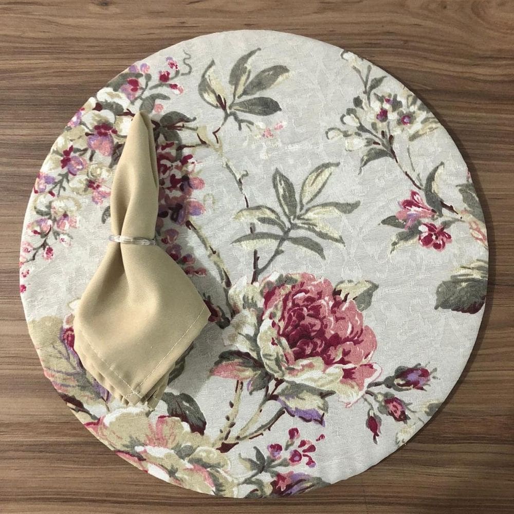 Jogo De Sousplat De Tecido 2 Lugares Completos Caqui