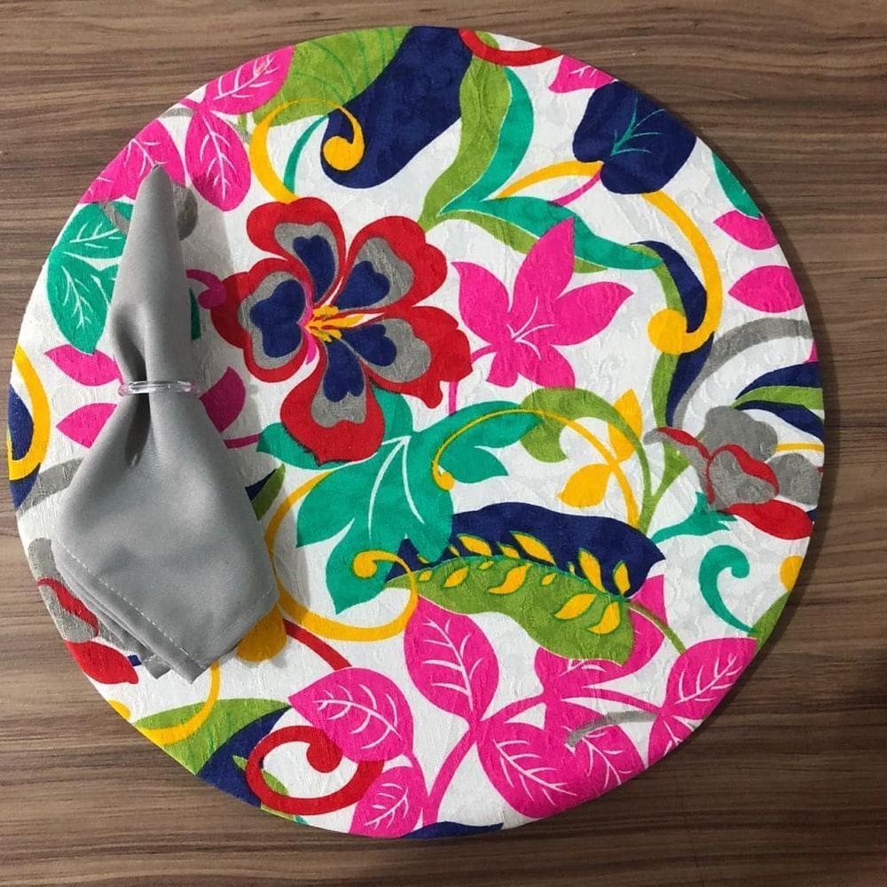 Jogo De Sousplat De Tecido 4 Lugares Completos Cinza