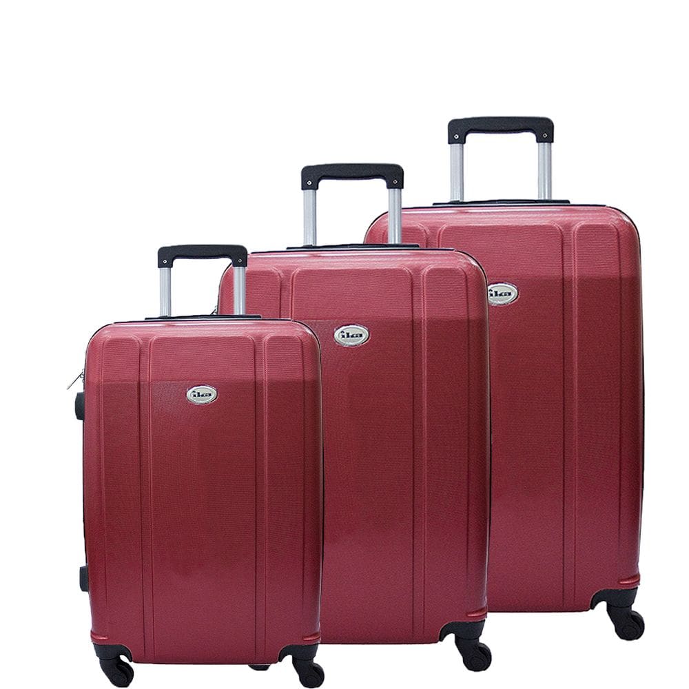 Conjunto de Mala de Viagem Abs Ika Continental Cadeado Rodas Giro 360 3 Peças P/m/g Vermelho