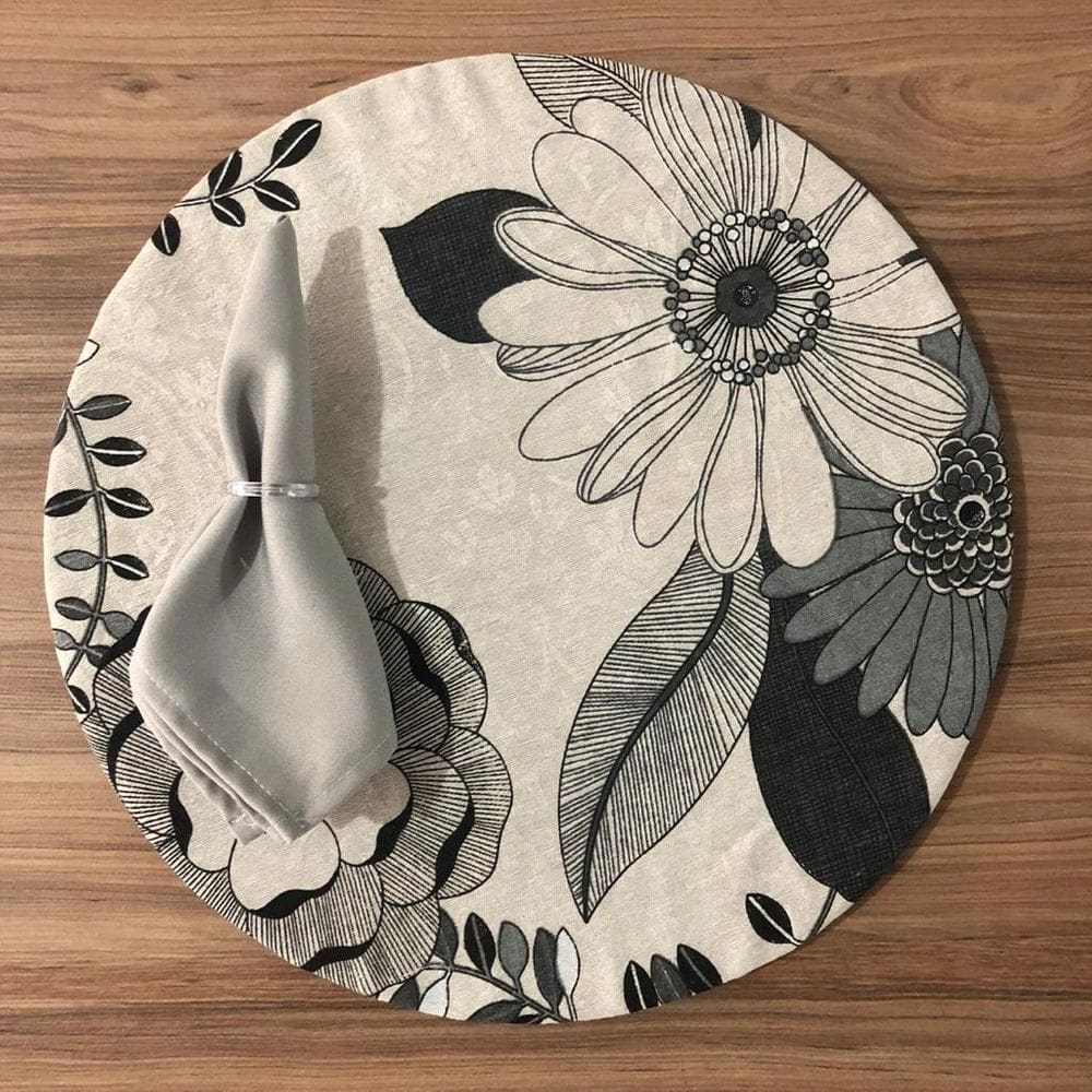 Jogo De Sousplat De Tecido 2 Lugares Completos Cinza