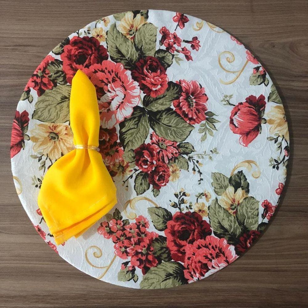 Jogo De Sousplat De Tecido 4 Lugares Completos Amarelo