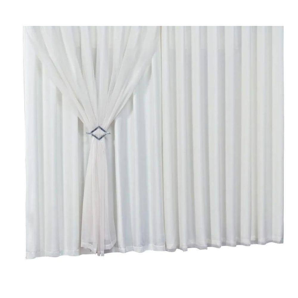 Cortina 5,00M X 2,30M C Forro Tecido Microfibra Voil Branco