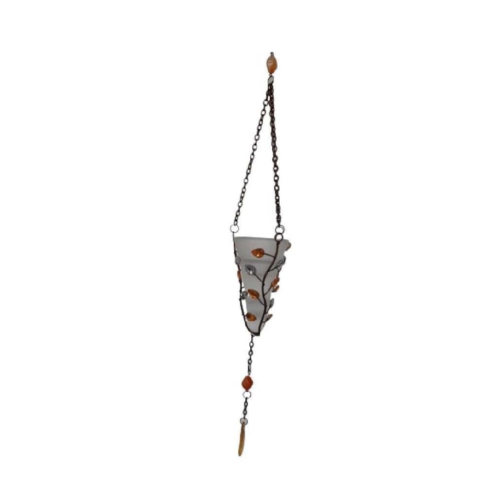 Porta Vela Castiçal Suspenso Cone Decorativo Vidro Branco