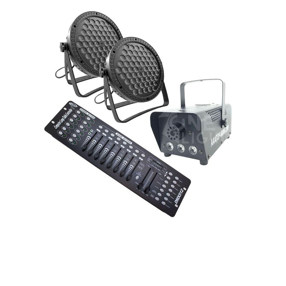 Kit 2 Parled Slim 60 Led 3W + Máq Fumaça 600 + Mesa Dmx512