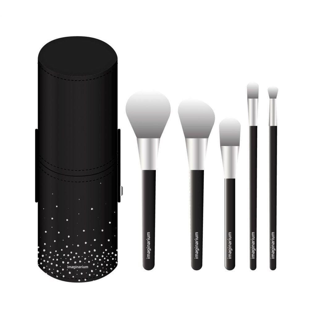 Kit De Pinceis Basico Preto E Prata
