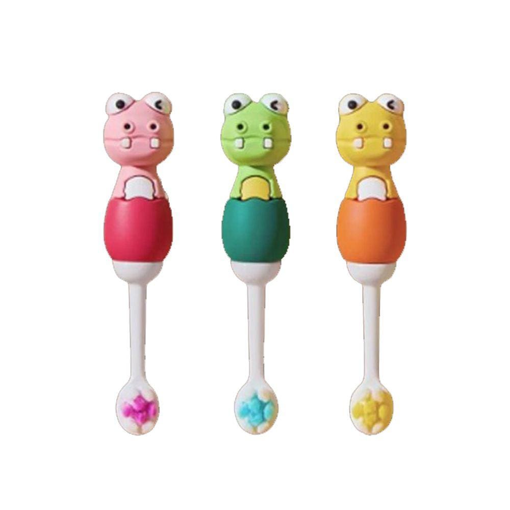 Escova de Dentes Infantil 2 em 1 360 Graus Massageador Dental Silicone Incentiva Escovação