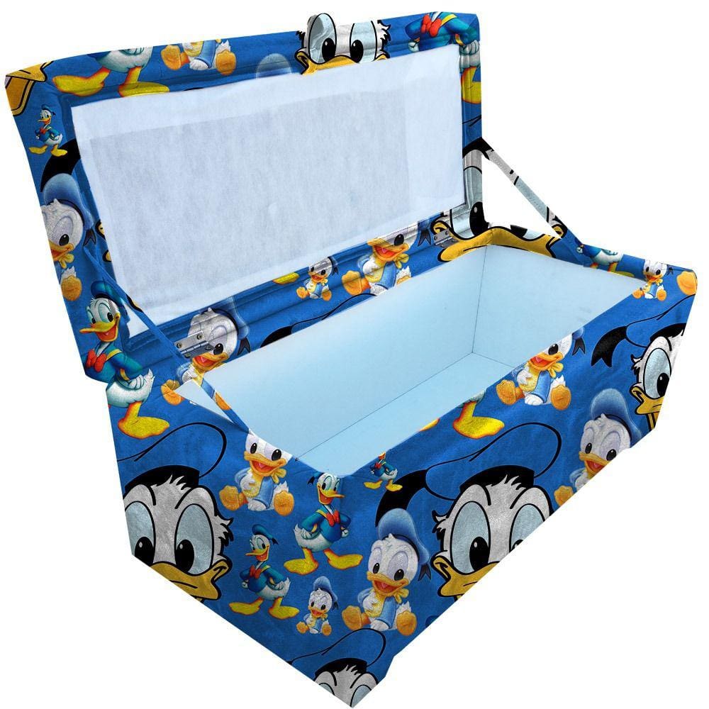 Bau puff 80 organizador porta treco brinquedos sapatos infantil multiuso Donald