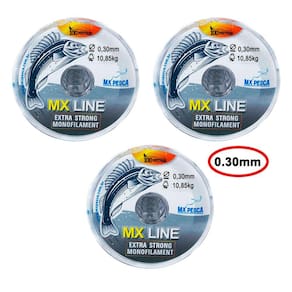 Linha MX Pesca MX Line Mono 300 Metros Interligados Transparente 0.30mm 10,85kg