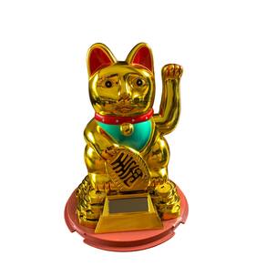 Gato Da Sorte Chines Dourado Movido Solar 16.5cm