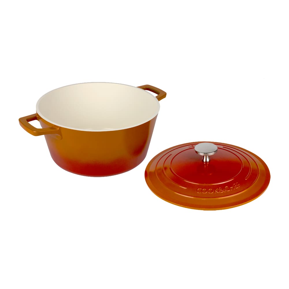 Panela Caçarola 24cm Revestimento Cerâmica Antiaderente Fundo Indução Cook&Chef 4,3L Mimo Style Laranja