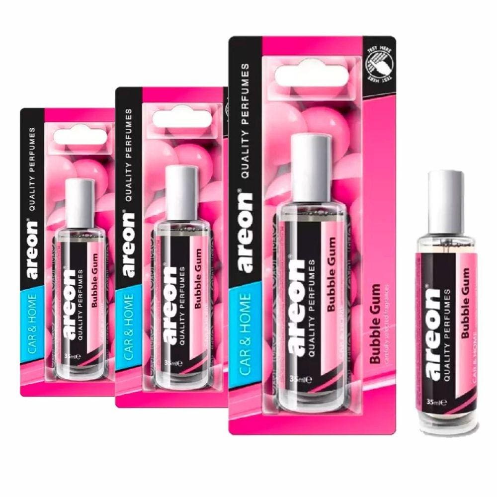 Aromatizante Spray Areon Blister Bubble Gum 35ml - 3 Peças - Perfume Automotivo Odorizador Carro Novo