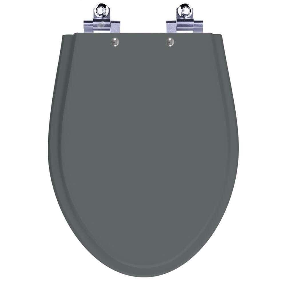 Assento Sanitário Laqueado Soft Close Victoria Cinza Quartzo (cinza Escuro) Para Vaso Ideal Standard