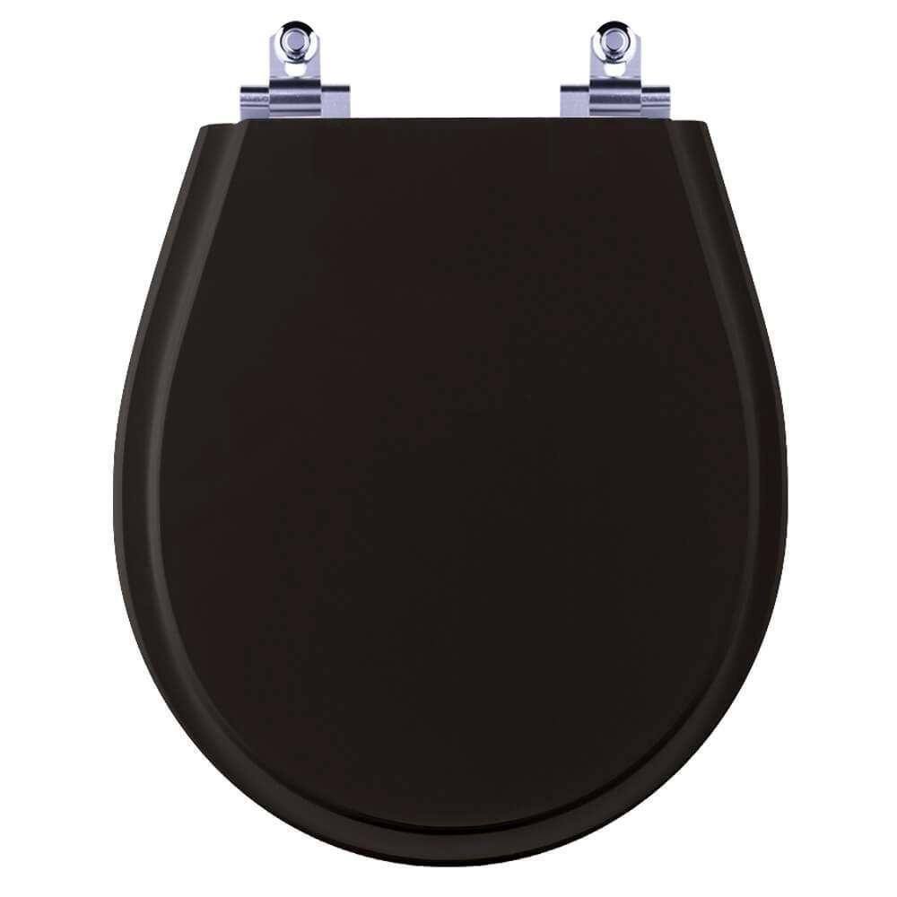 Assento Sanitário Laqueado Soft Close Avalon Preto Para Vaso Ideal Standard