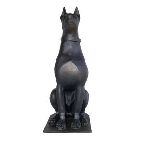Escultura Cachorro Doberman Em Ferro Fundido Decoração 90cm