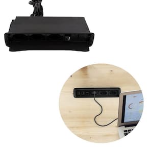 Caixa De Mesa New Slim Preta 3 Tomadas Nbr 20A+3Furacao Key