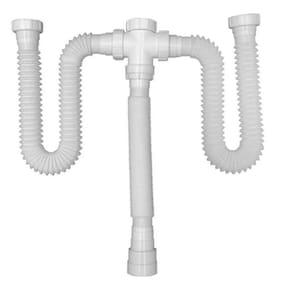 Sifão Sanfonado Triplo Lavatório/Pia/Tanque 80Cm Branco