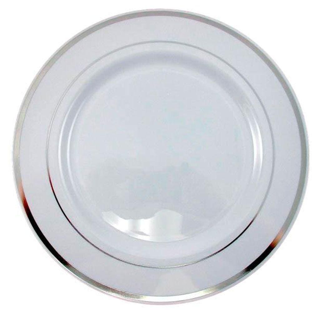 Prato Refeição Borda Prata 144 Unidades 26Cm Diâmetro