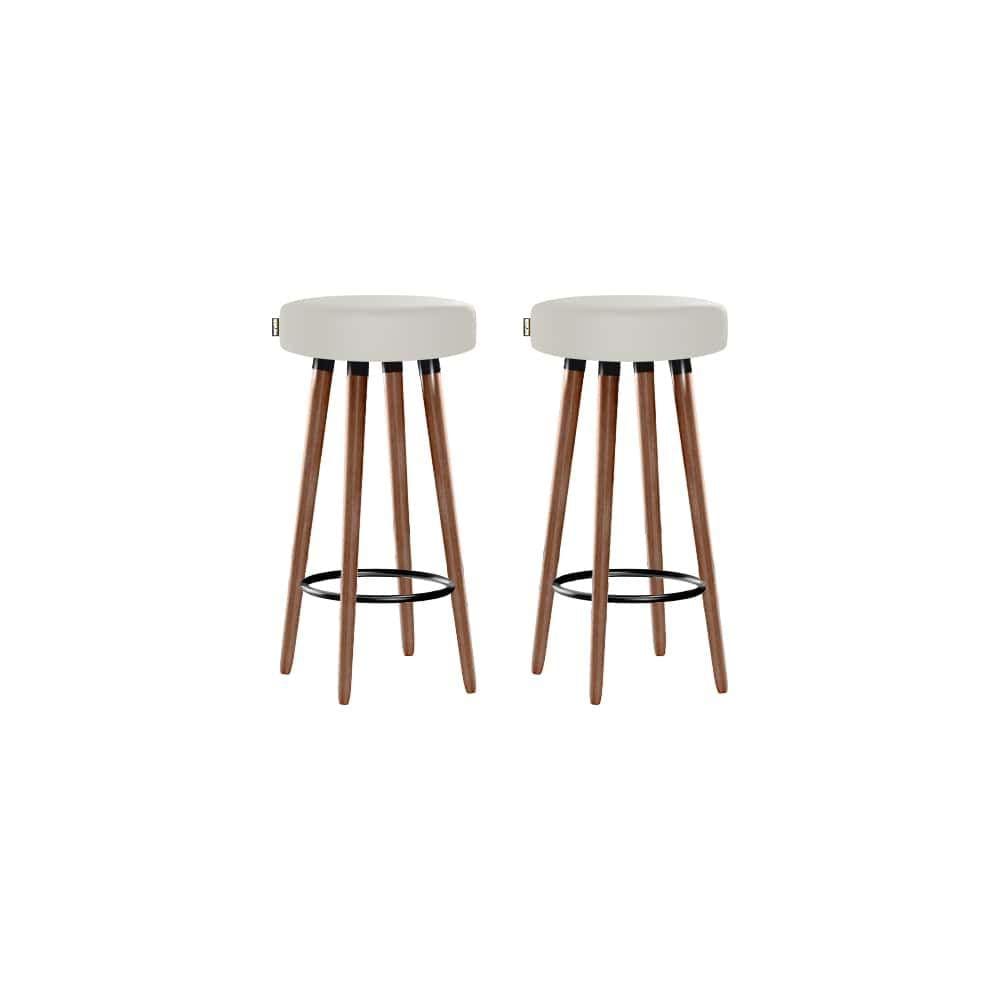 Kit 2 Banquetas Moderna Alta Roma Slim Bege Claro 70cm