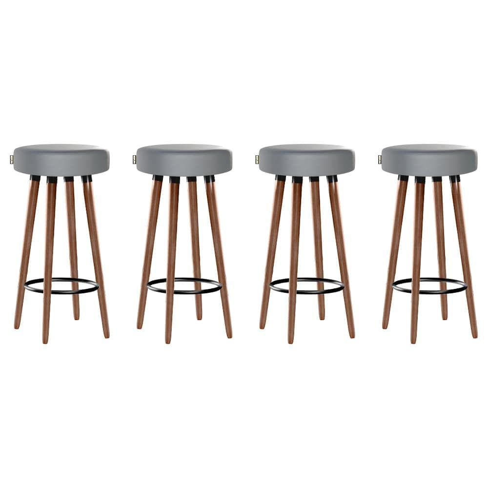 Kit 4 Banquetas Moderna Alta Roma Slim Cinza 70cm