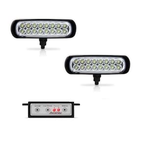 Kit Farol Auxiliar Slim Led Retangular Com Módulo De Controle Autopoli