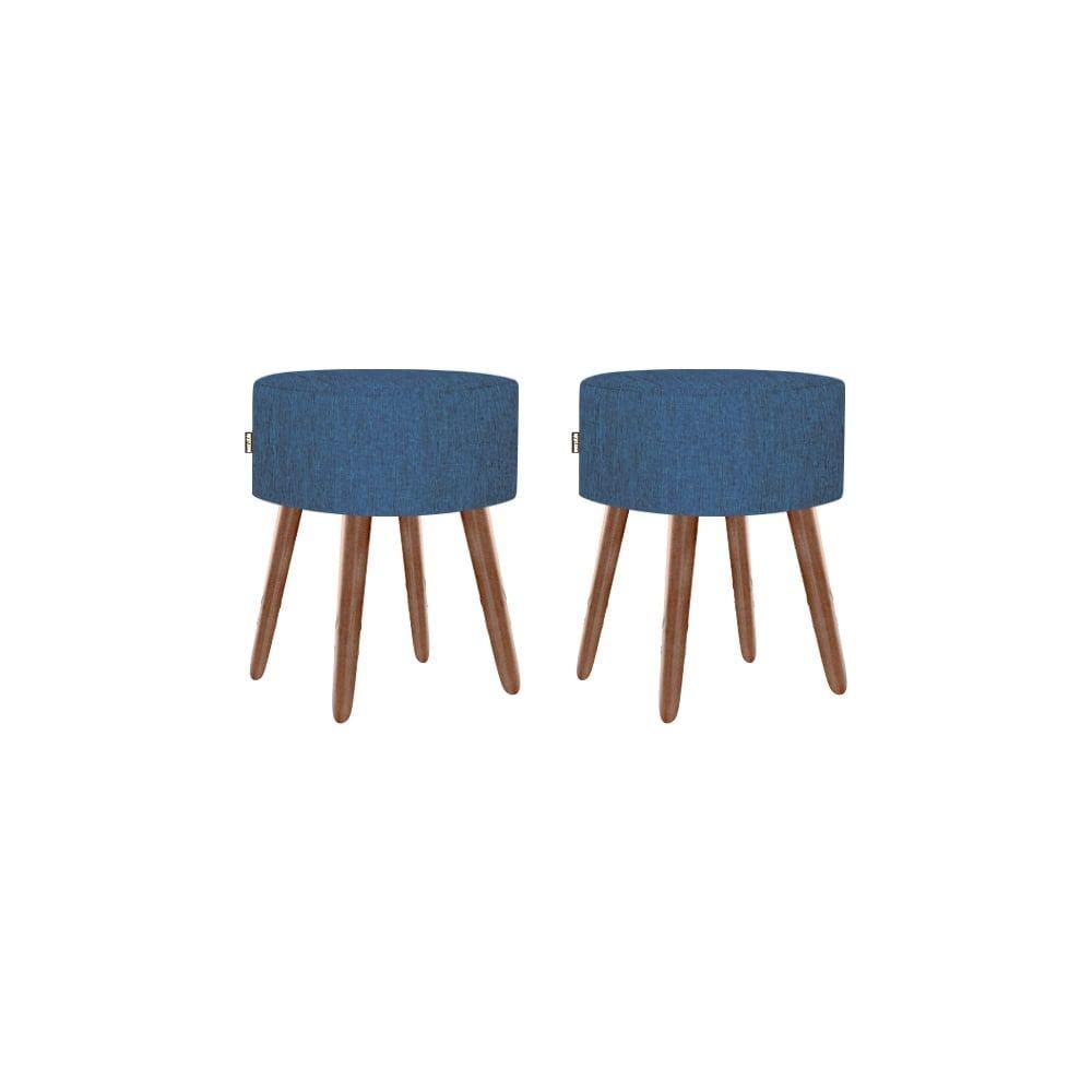 Puff Roma Pés Palito 50cm Azul 2 Unidades
