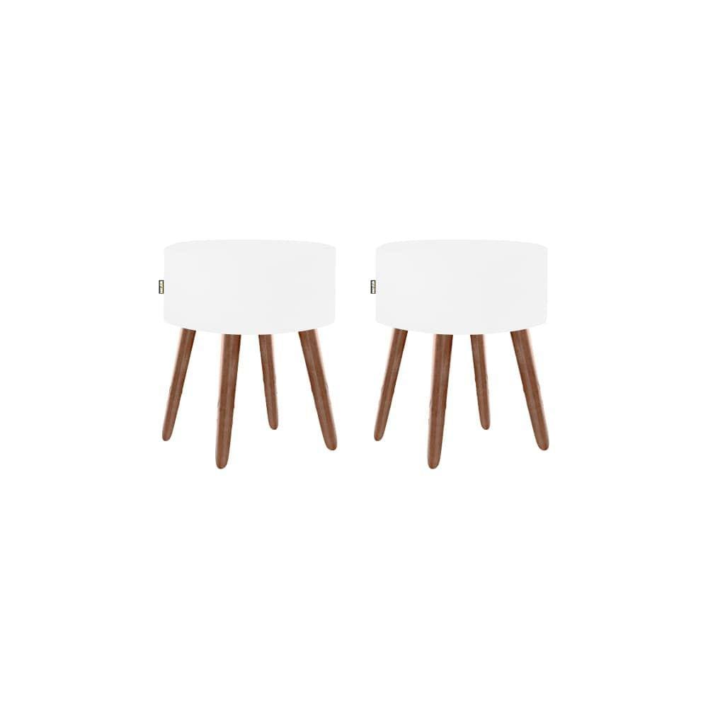 Puff Roma Pés Palito 50cm Branco 2 Unidades