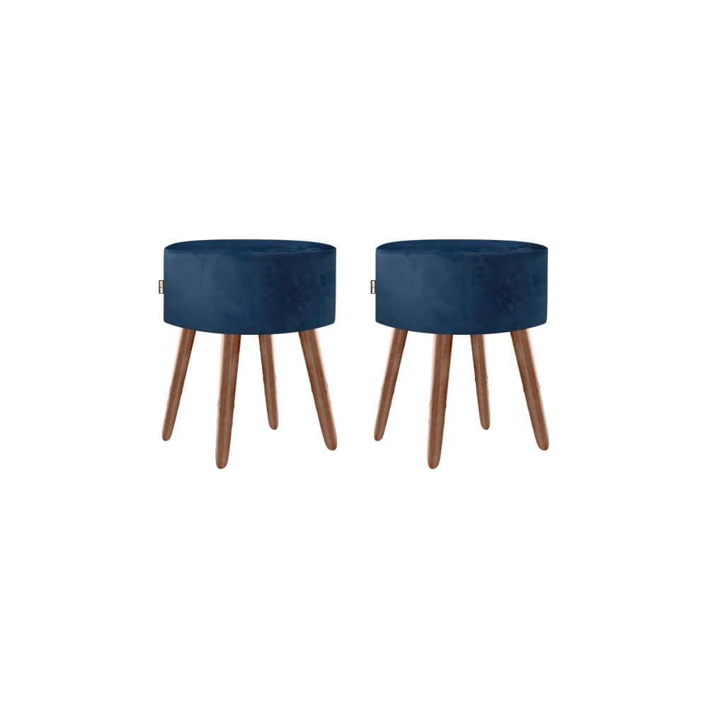 Puff Roma Pés Palito 50cm Azul Escuro 2 Unidades