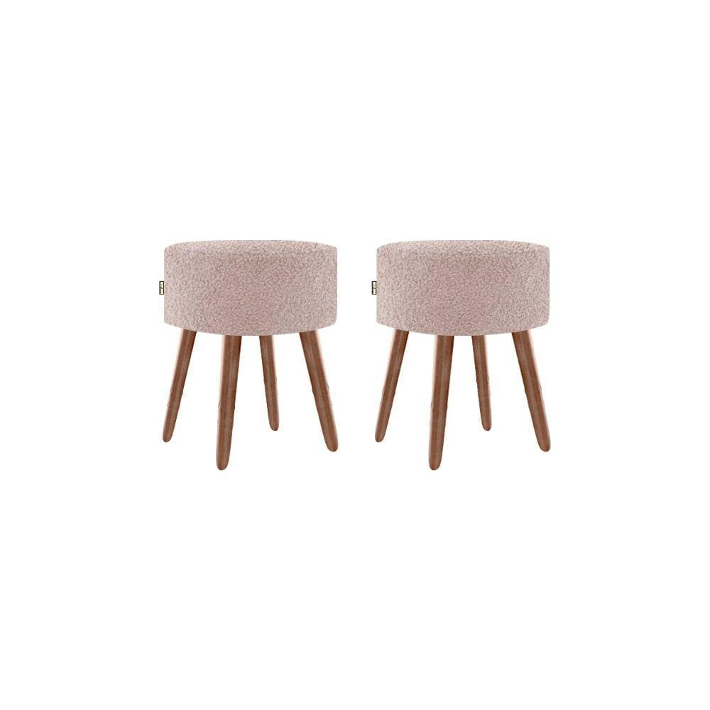 Puff Roma Pés Palito 50cm Rosê 2 Unidades