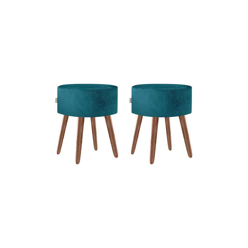 Puff Roma Pés Palito 50cm Azul tifany 2 Unidades