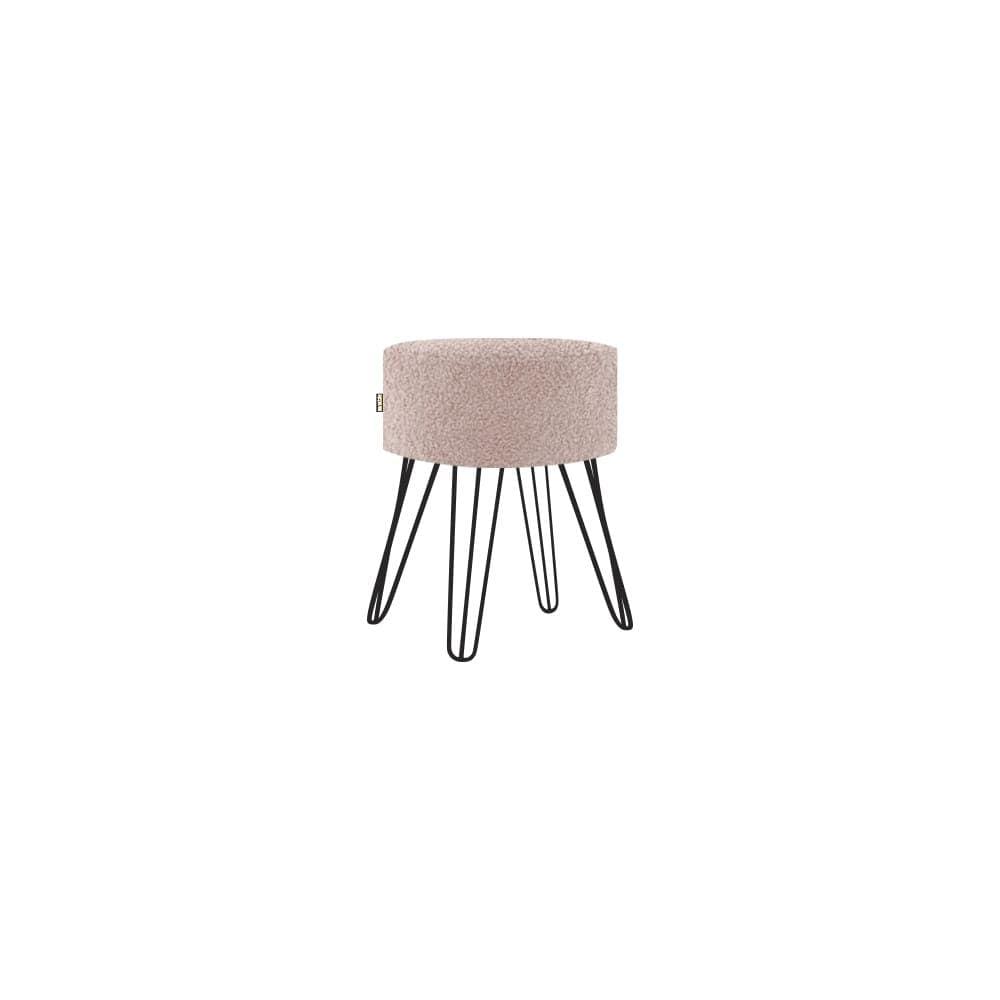 Puff Pé Ferro Decorativo Alto Padrão Rosê 1un