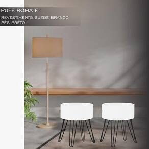 Puff Pé Ferro Decorativo Alto Padrão Branco 2un