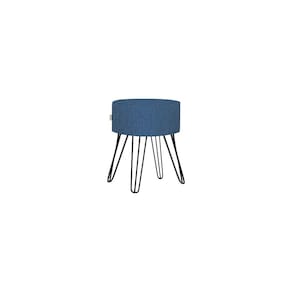 Puff Pé Ferro Decorativo Alto Padrão Azul 1un