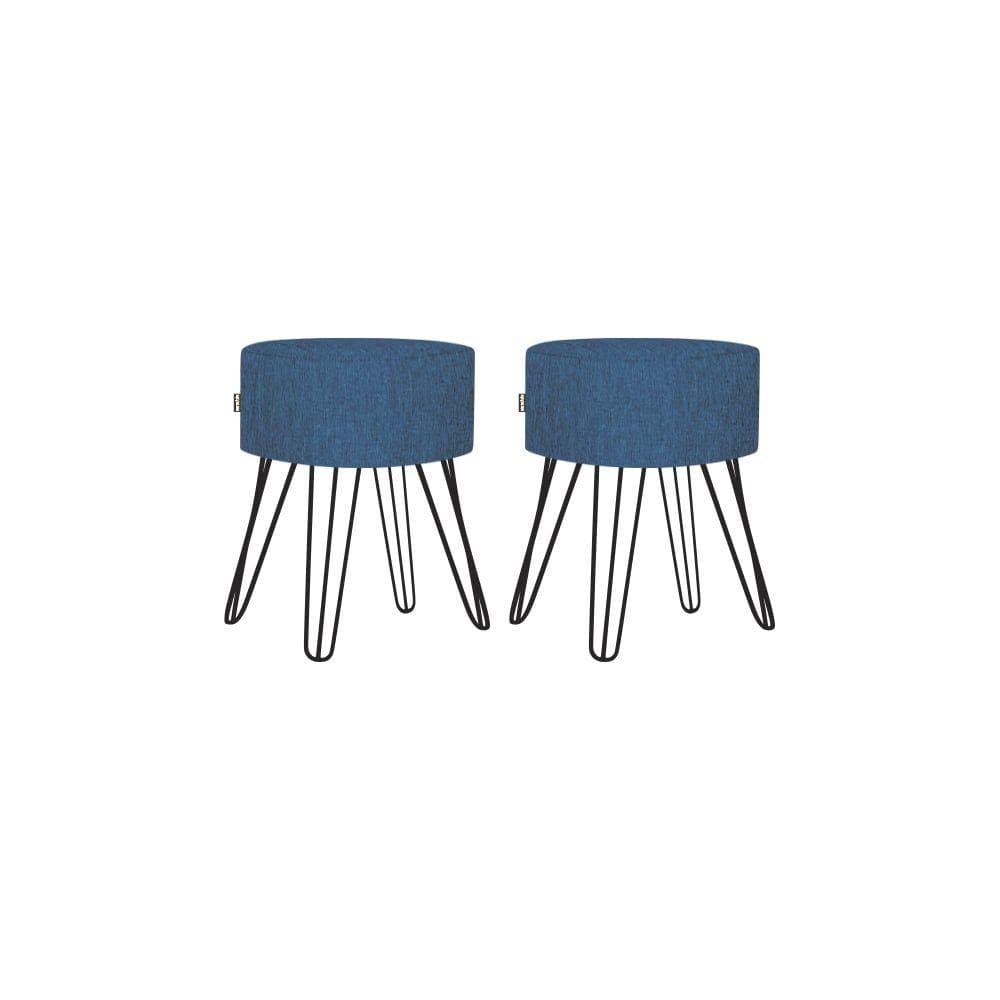Puff Roma Pés Ferro 50cm Azul 2 Unidades
