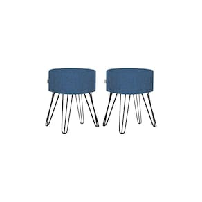 Puff Roma Pés Ferro 50cm Azul 2 Unidades