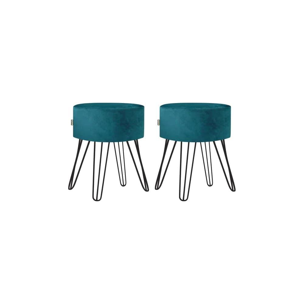 Puff Roma Pés Ferro 50cm Azul tifany 2 Unidades