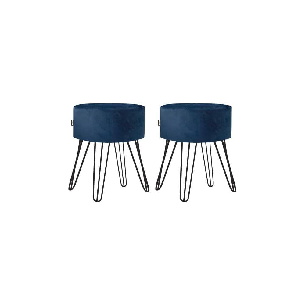 Puff Roma Pés Ferro 50cm Azul Escuro 2 Unidades